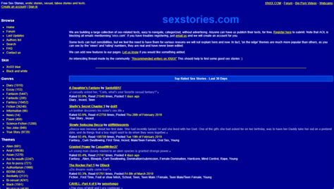 One popular option is Literotica, which has over 30 different erotica categories to browse. . Sex story sites